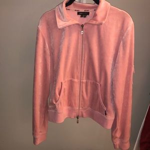 Velvet baby pink zip up